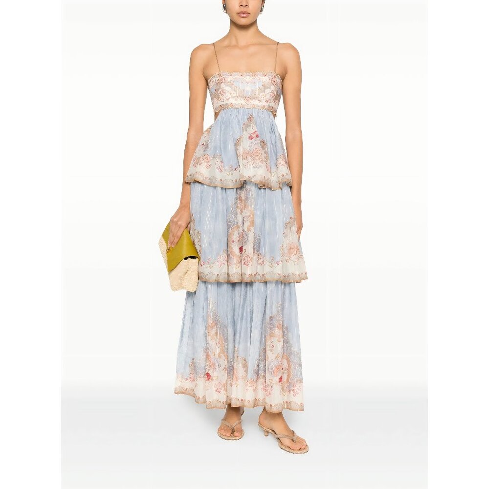 ZIMMERMANN Daylight backless layered printed cotton-blend tulle maxi dress